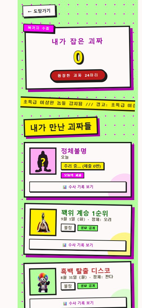 내가 만난 괴짜들 도감 화면